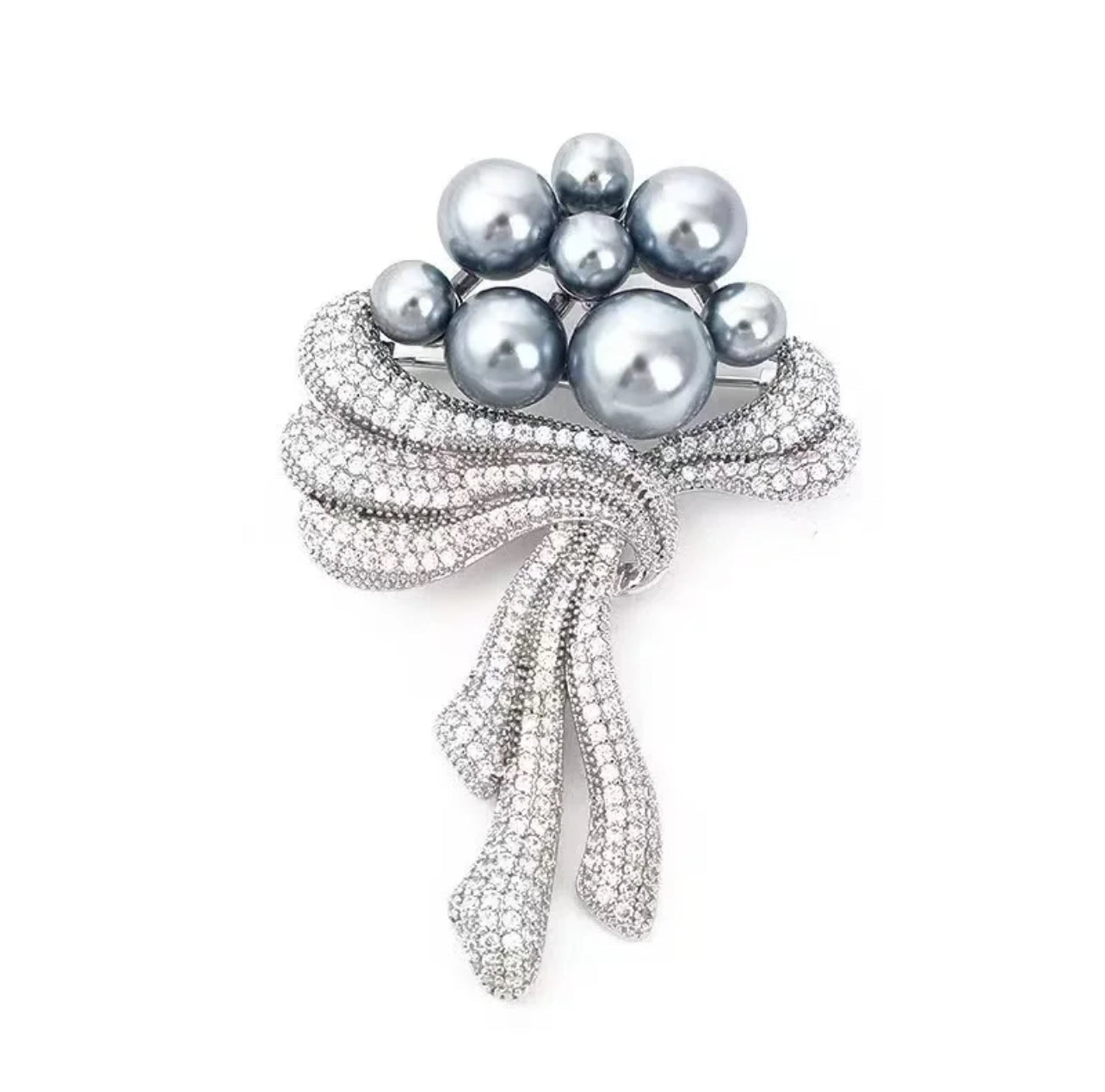 Elegant Silver Pearl Brooch