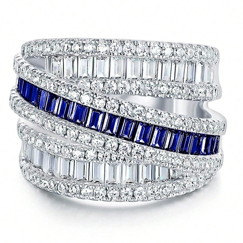 Cocktail baguette cubic zirconia band