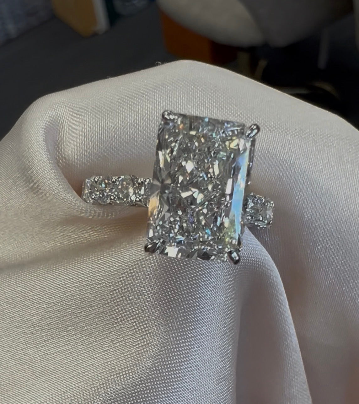 Custom make 5 carat lab grown diamond in 14k white gold
