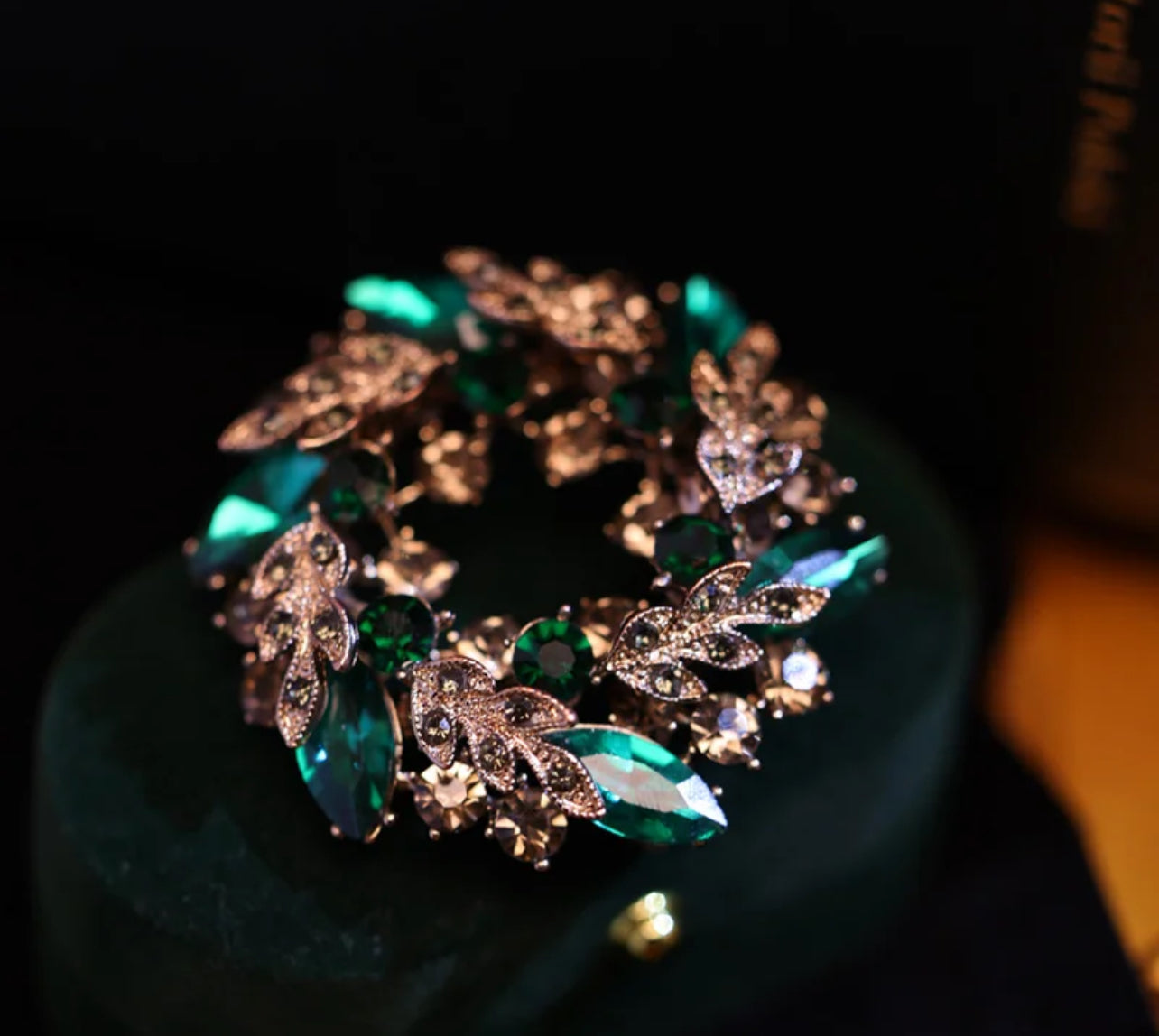 Elegant Green Crystal Brooch