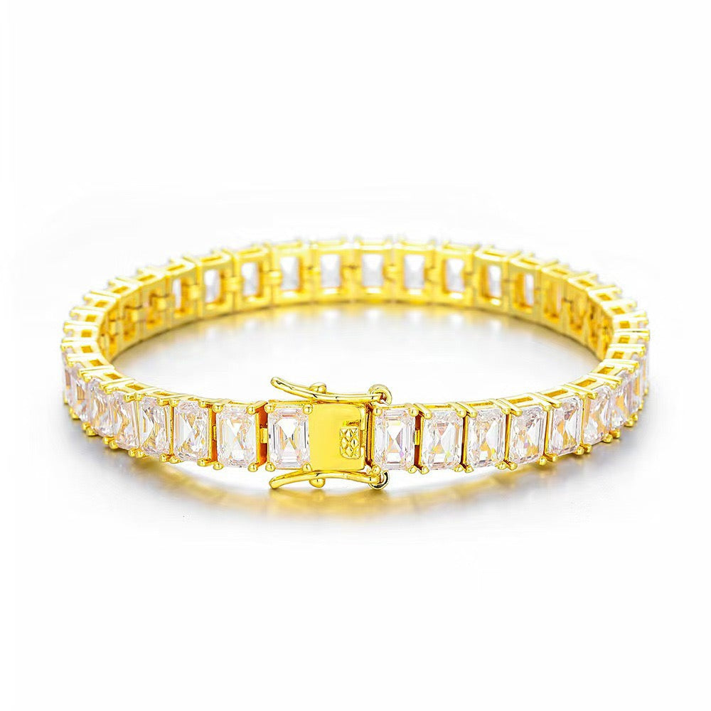 Square princess cut cubic zirconia tennis bracelet