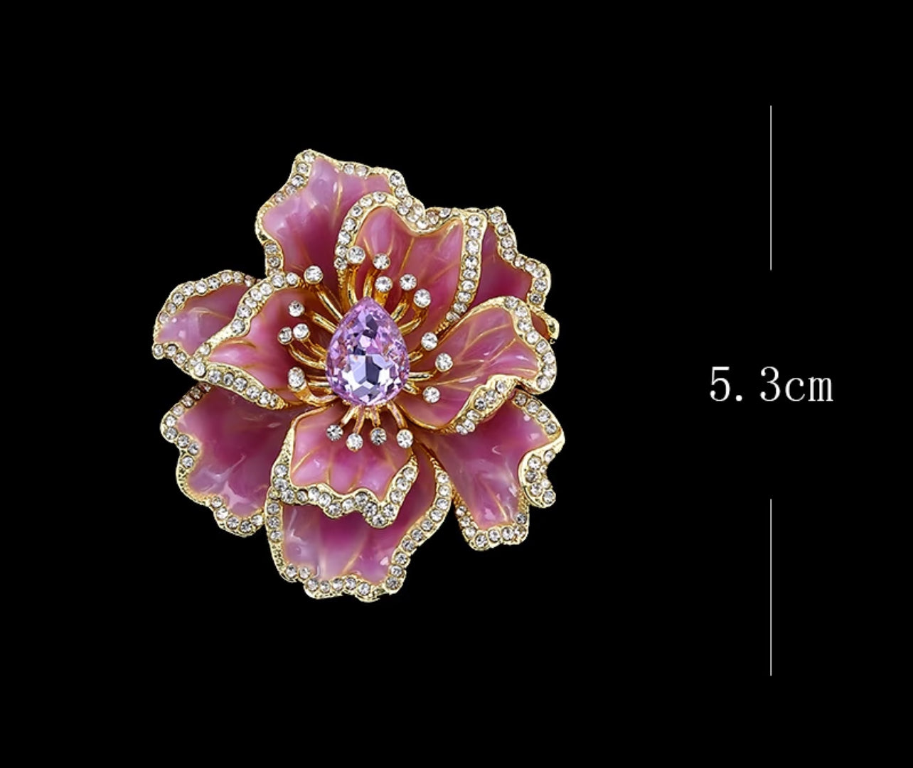 Elegant Pink and Gold Floral Brooch