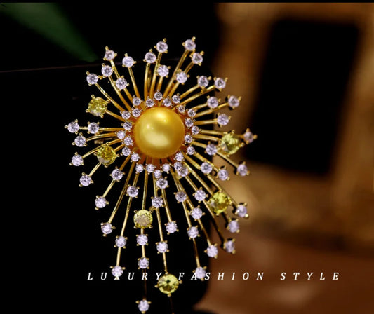 Sparkling Stars with Golden pearl pin