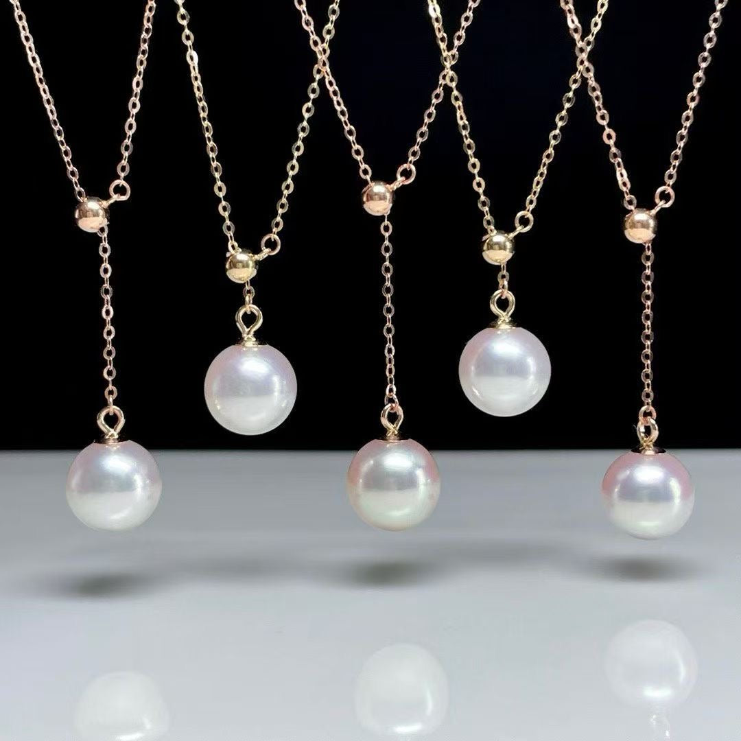 18k gold adjustable pearl drop necklace