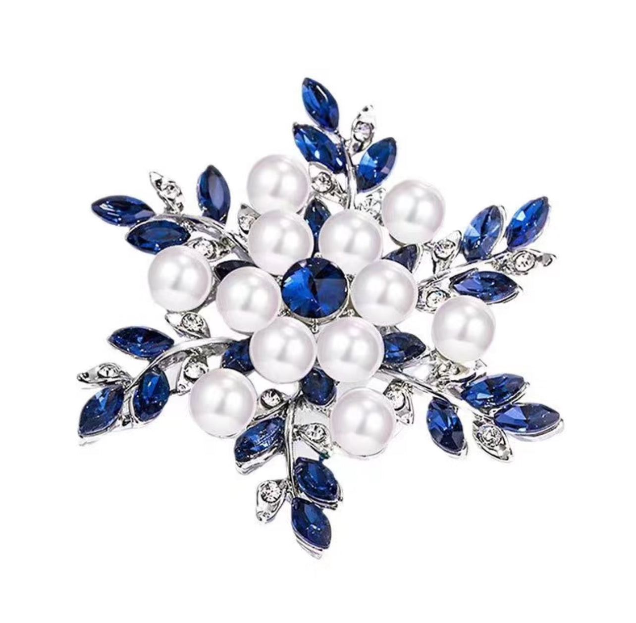 Elegant Blue and Silver Brooch