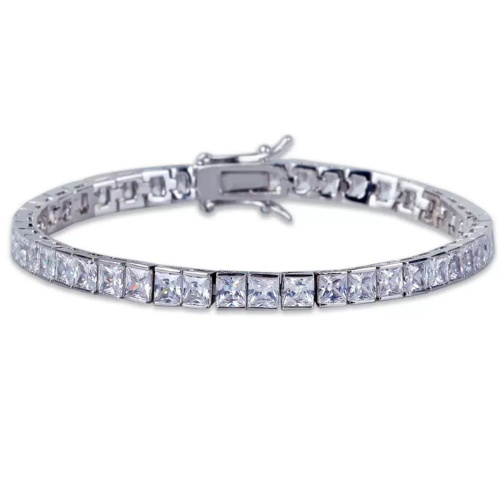 Square cut cubic zirconia tennis bracelet