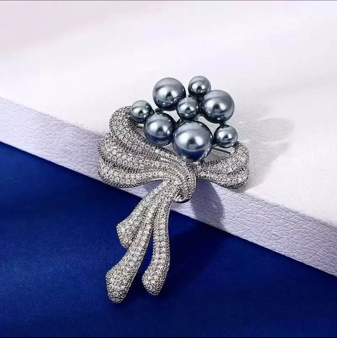 Elegant Silver Pearl Brooch