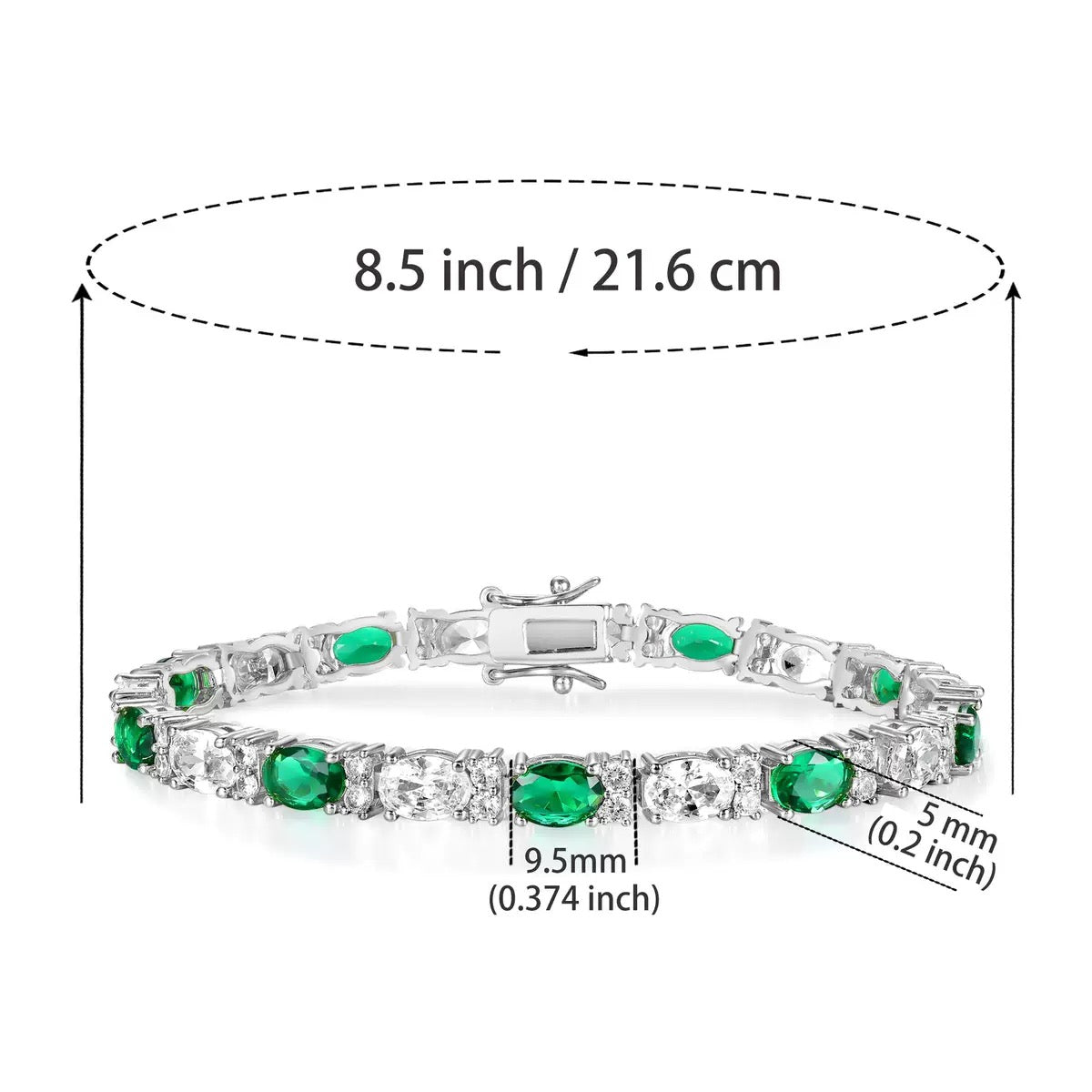 White zirconia and green zirconia tennis bracelet