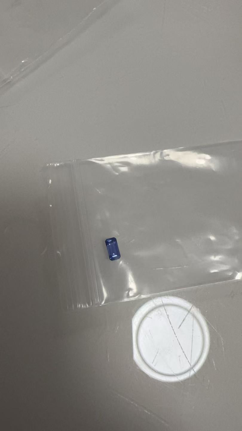 Custom cut lab created sapphire baguette cut