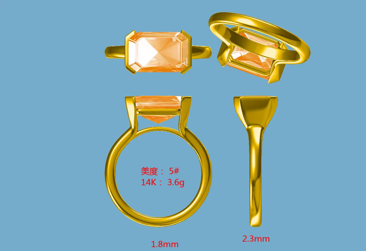 Custom make 14k yellow gold half bezel set lab grown diamond ring