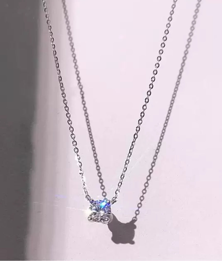 Cubic zirconia Titanium steel chain necklace