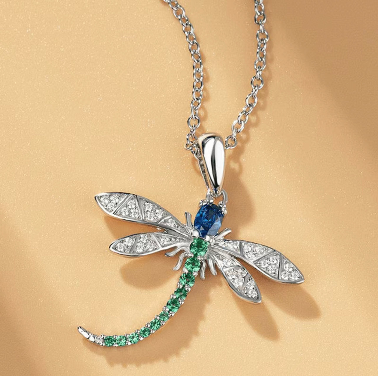 Crystal Dragonfly pendant necklace