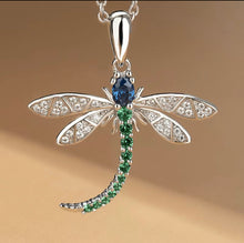 Load image into Gallery viewer, Crystal Dragonfly pendant necklace
