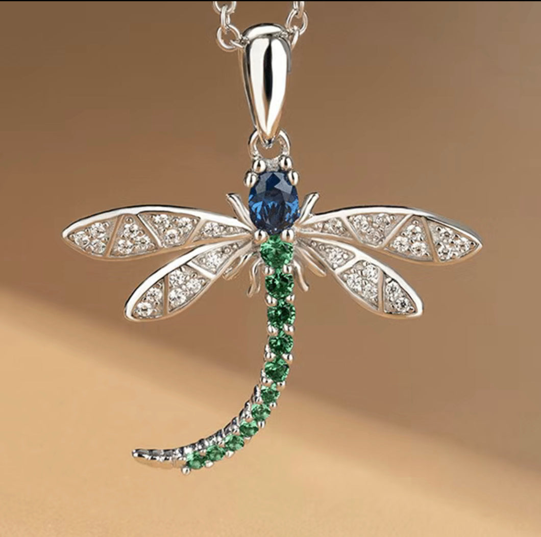 Crystal Dragonfly pendant necklace