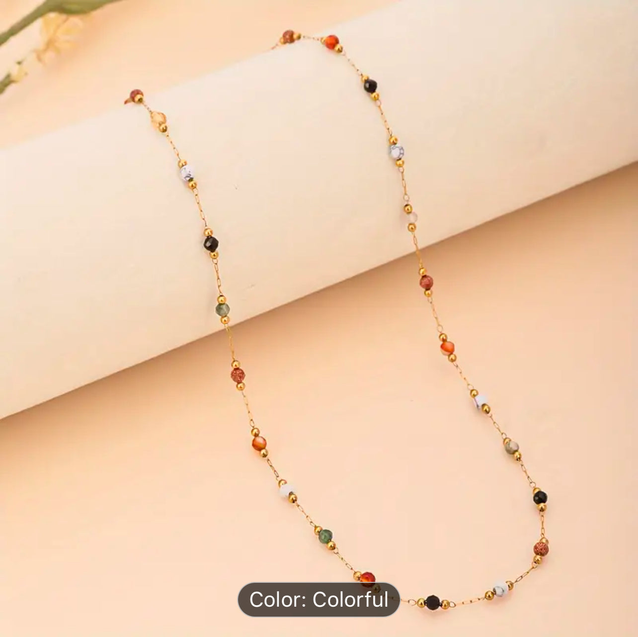 Natural color stone floating necklace and bracelet