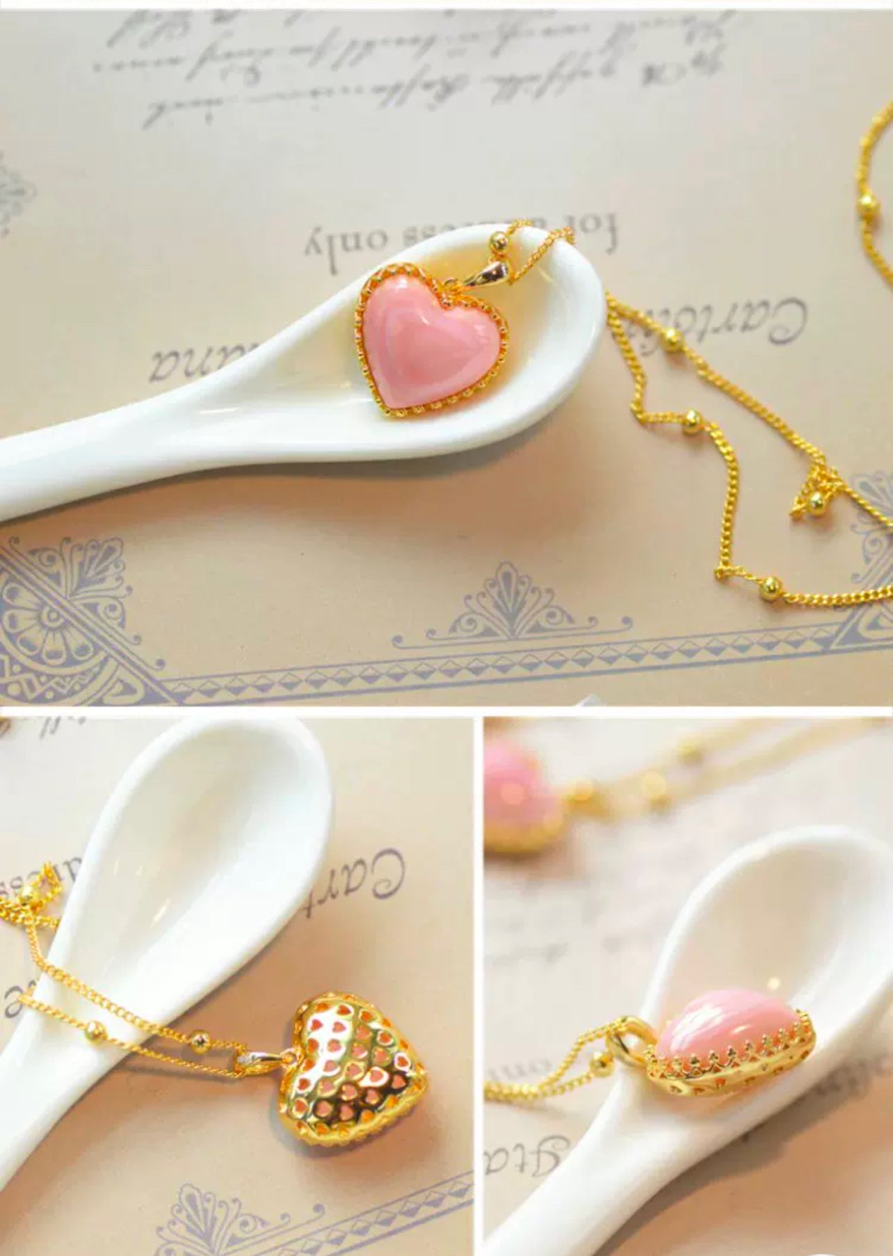 Natural Queen Shell Rouge Snail Powder Pink heart pendant and necklace