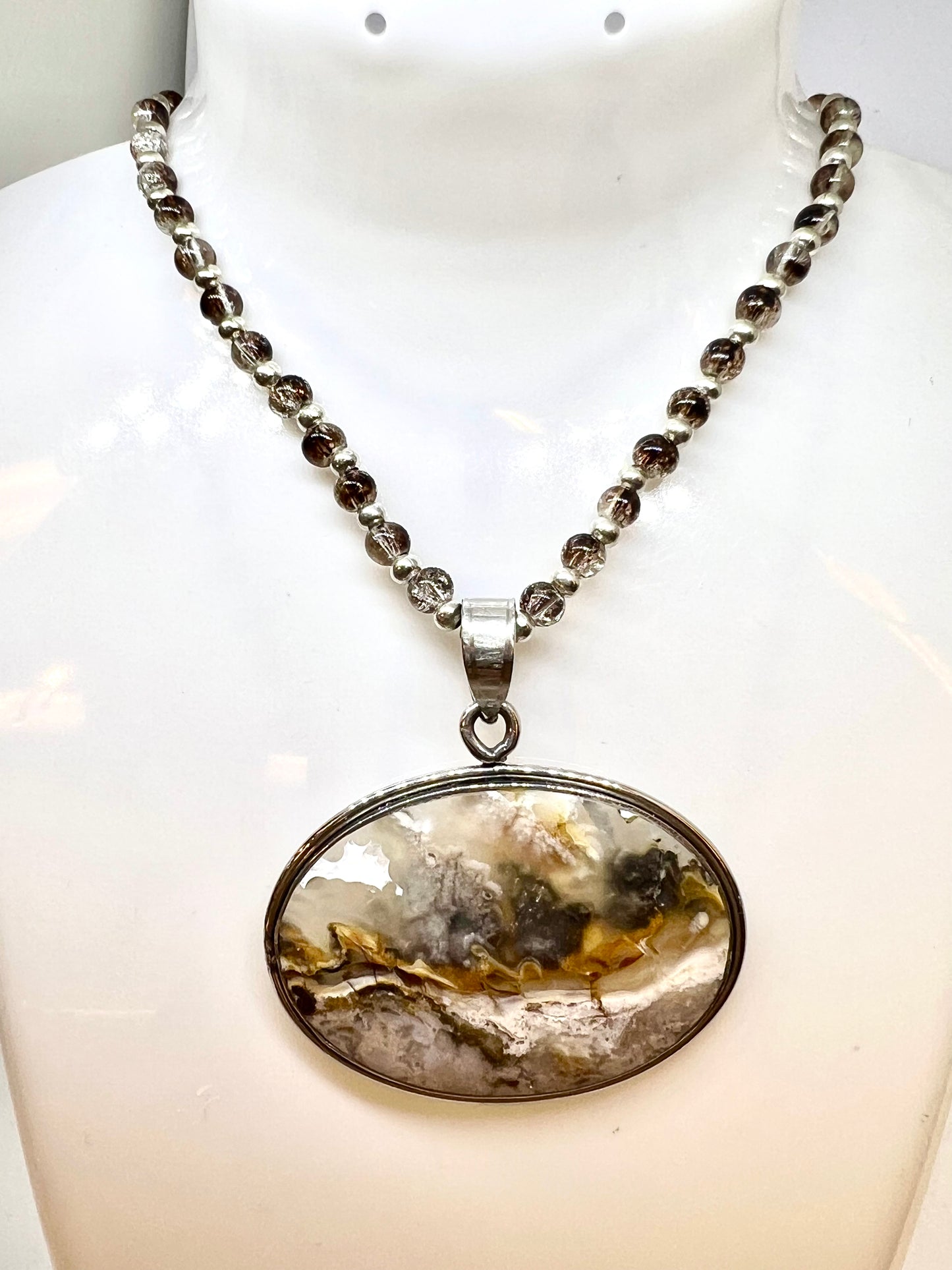 Natural moss agate pendant