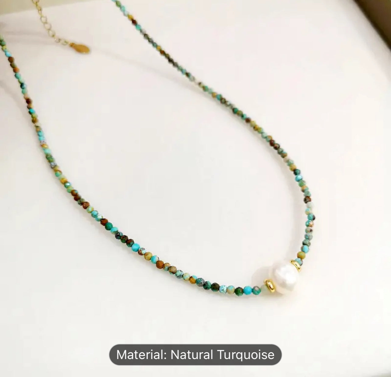 Natural turquoise freshwater pearl becklace