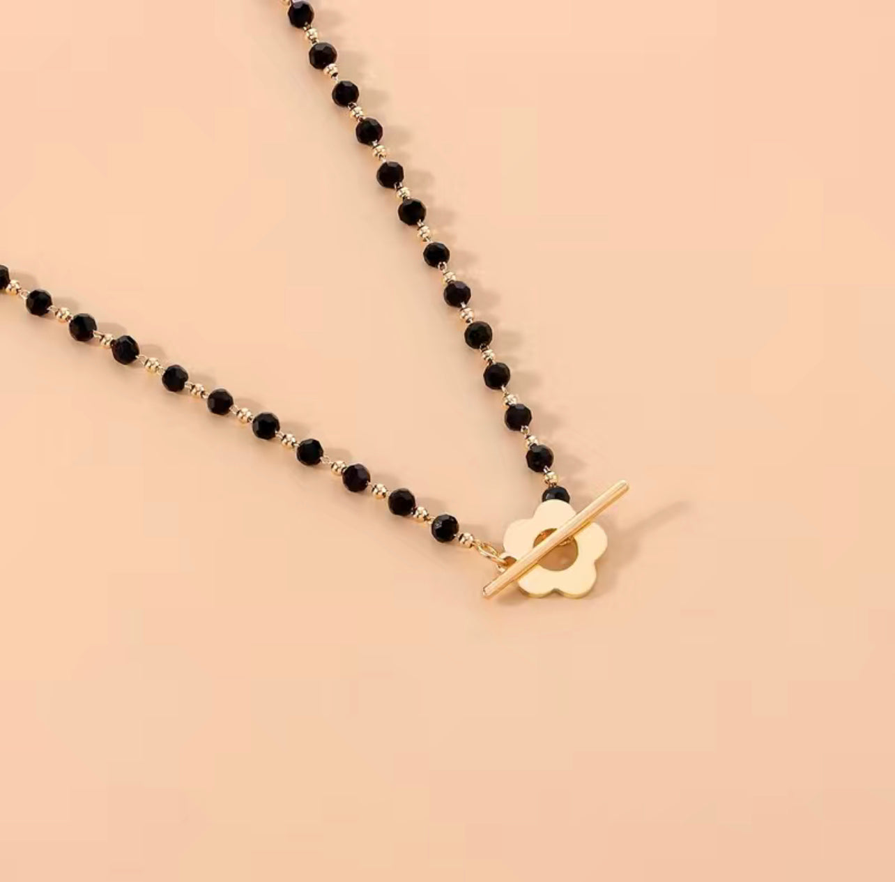 Black crystal glass bead chain