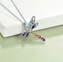 Load image into Gallery viewer, Cubic zirconia dragonfly pendant necklace

