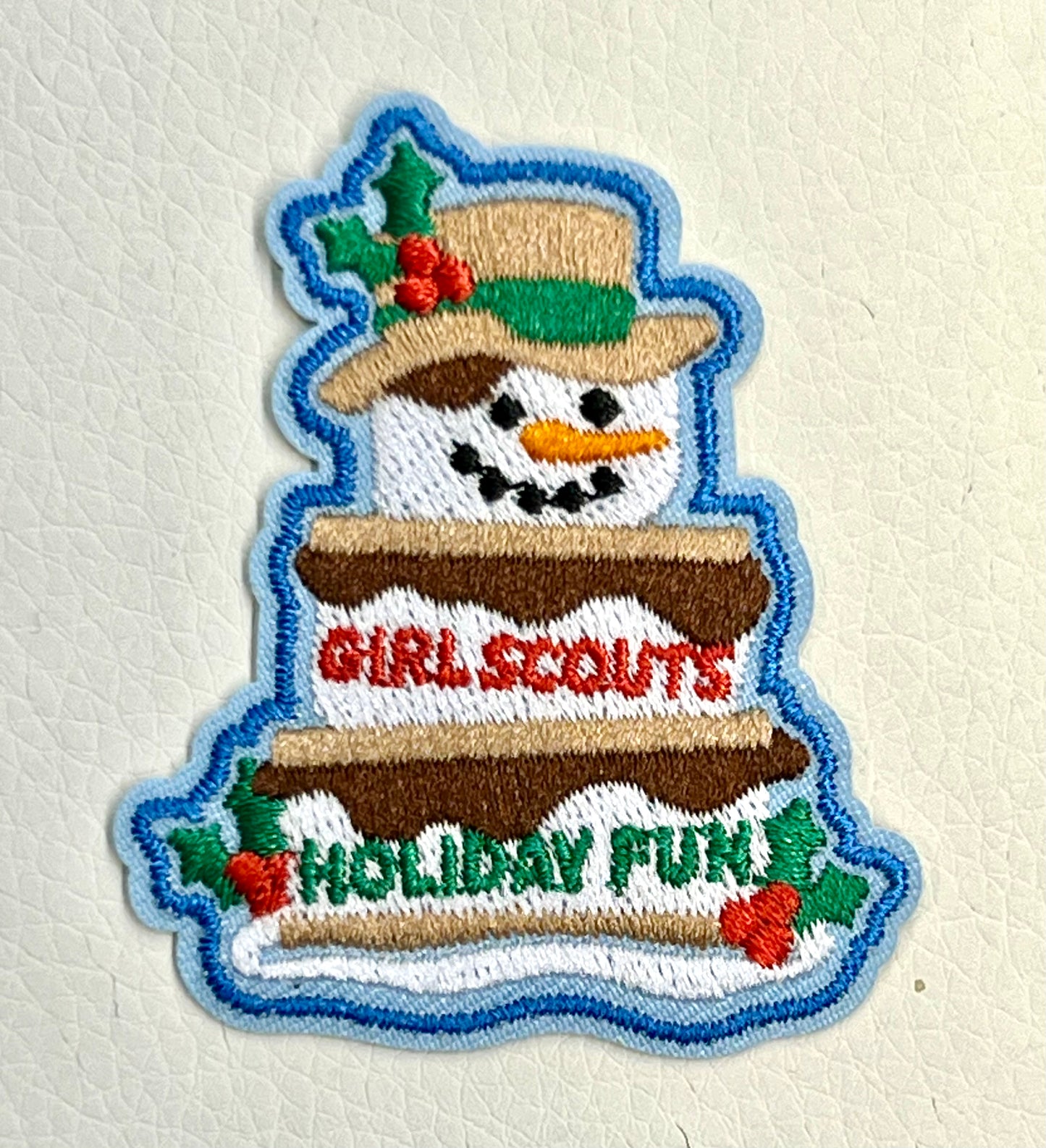 Holiday fun s’more snowman patch