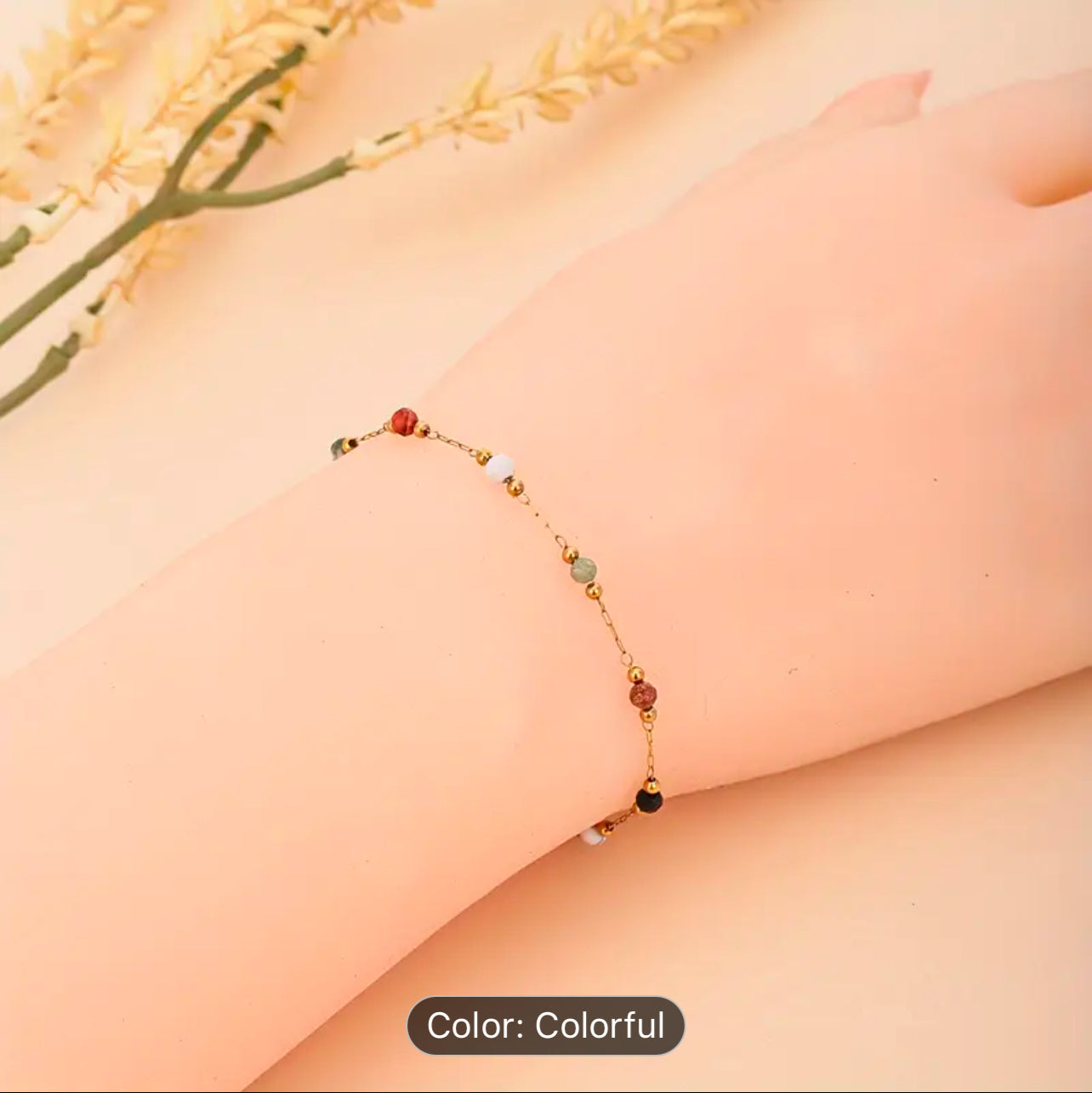 Natural color stone floating necklace and bracelet