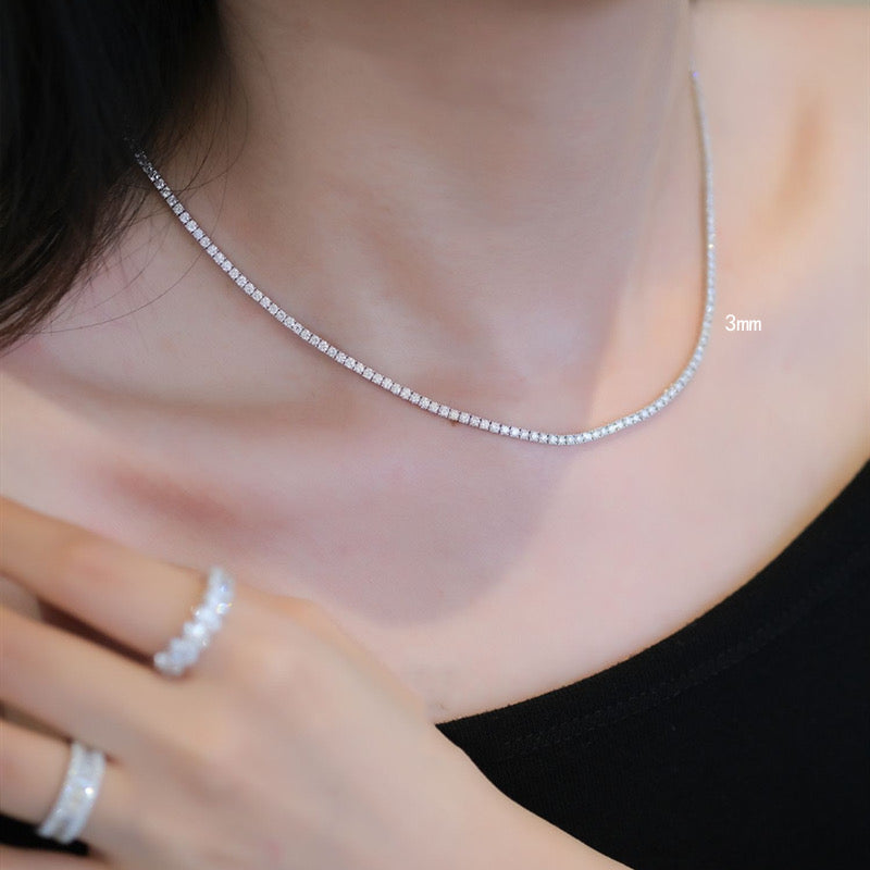 Cubic zirconia tennis necklace rhodium plated