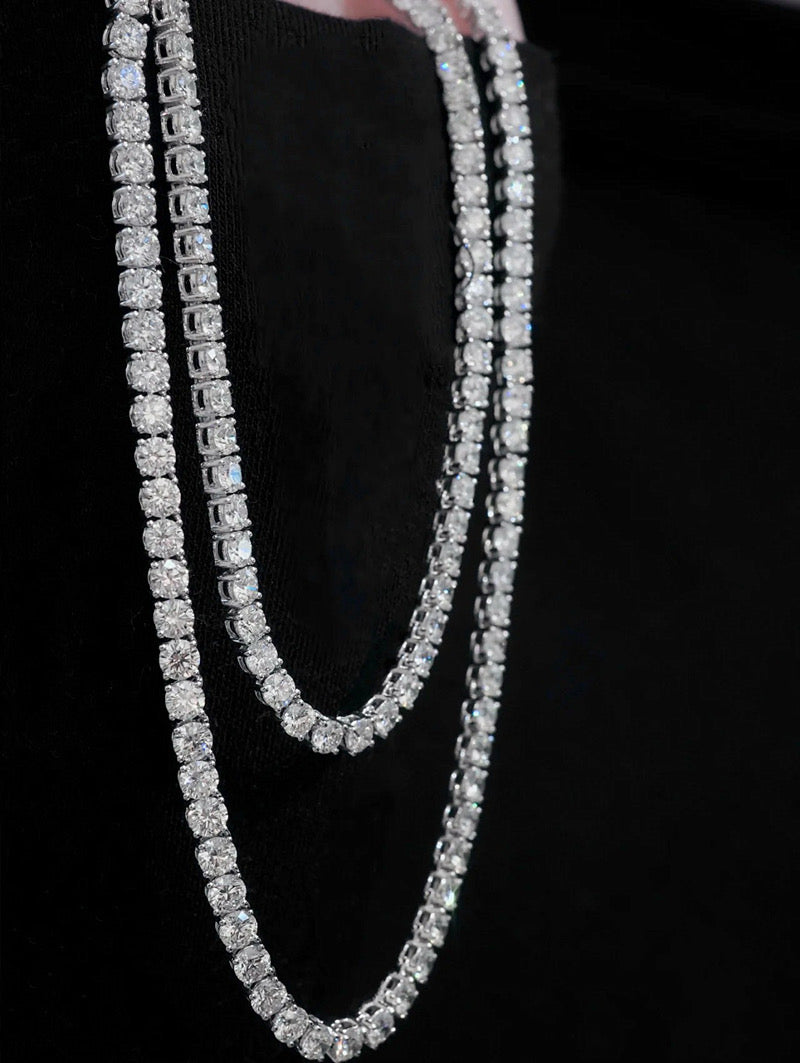 Cubic zirconia tennis necklace rhodium plated