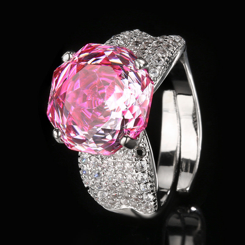 Stunning crystal ( tourmaline like ) cubic zirconia 18k gold plated ring