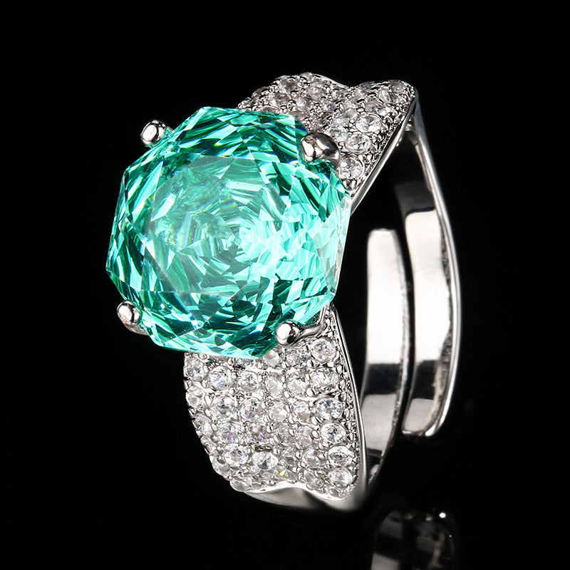 Stunning crystal ( tourmaline like ) cubic zirconia 18k gold plated ring