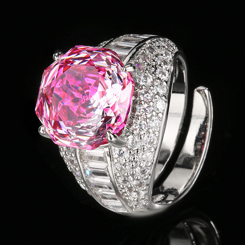 Stunning crystal ( tourmaline like ) cubic zirconia 18k gold plated ring