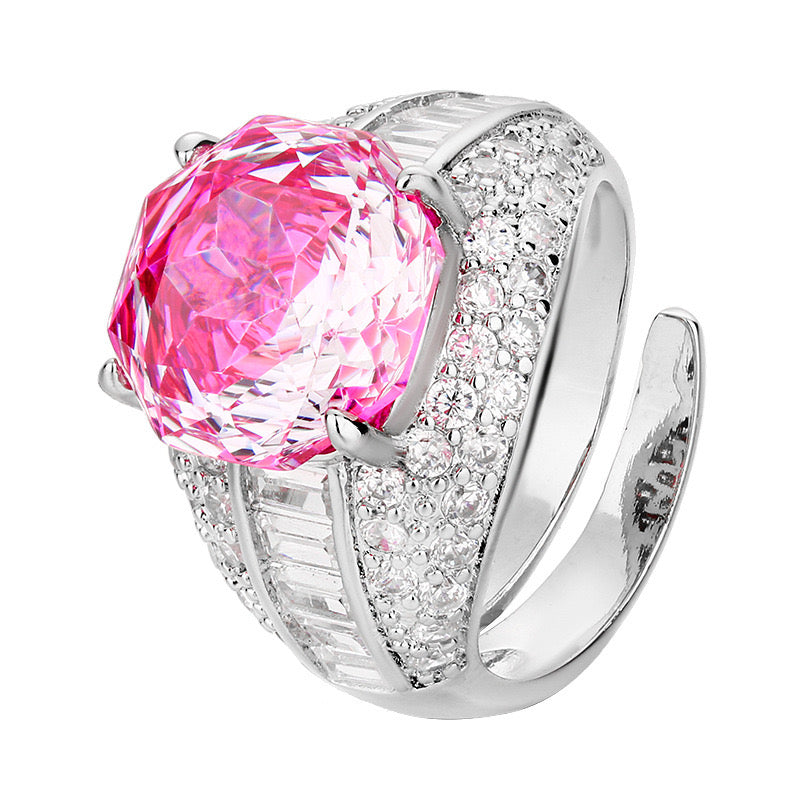 Stunning crystal ( tourmaline like ) cubic zirconia 18k gold plated ring