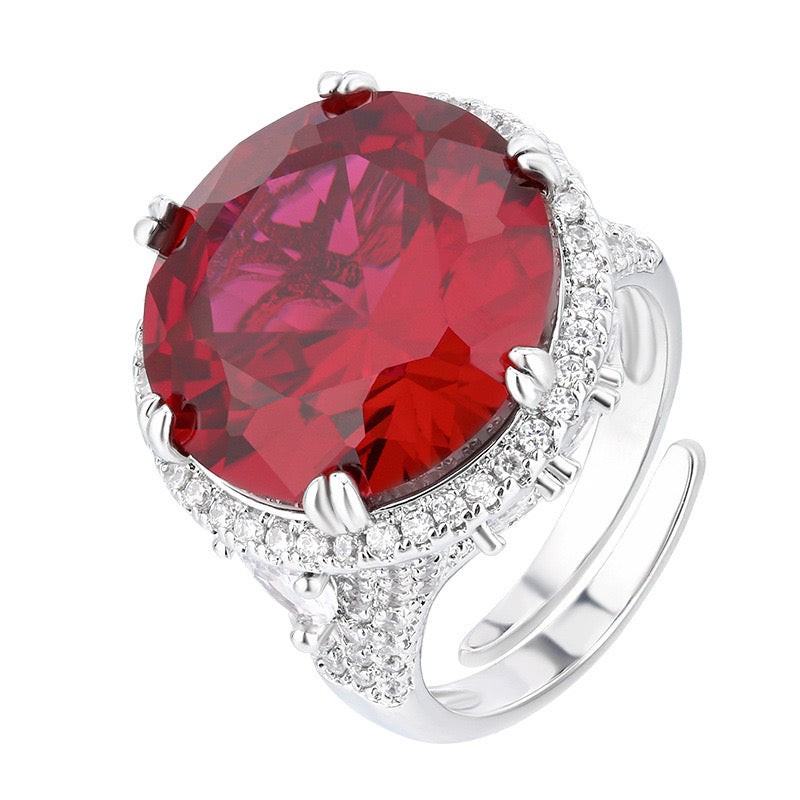 Stunning synthetic sapphire crystal ring 18k gold plated