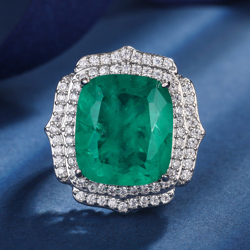 Stunning imitation Emerald Cubic Zirconia Ring