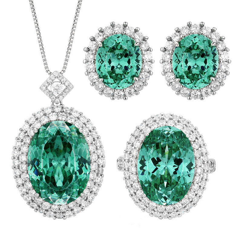 Green crystal cubic zirconia earrings only