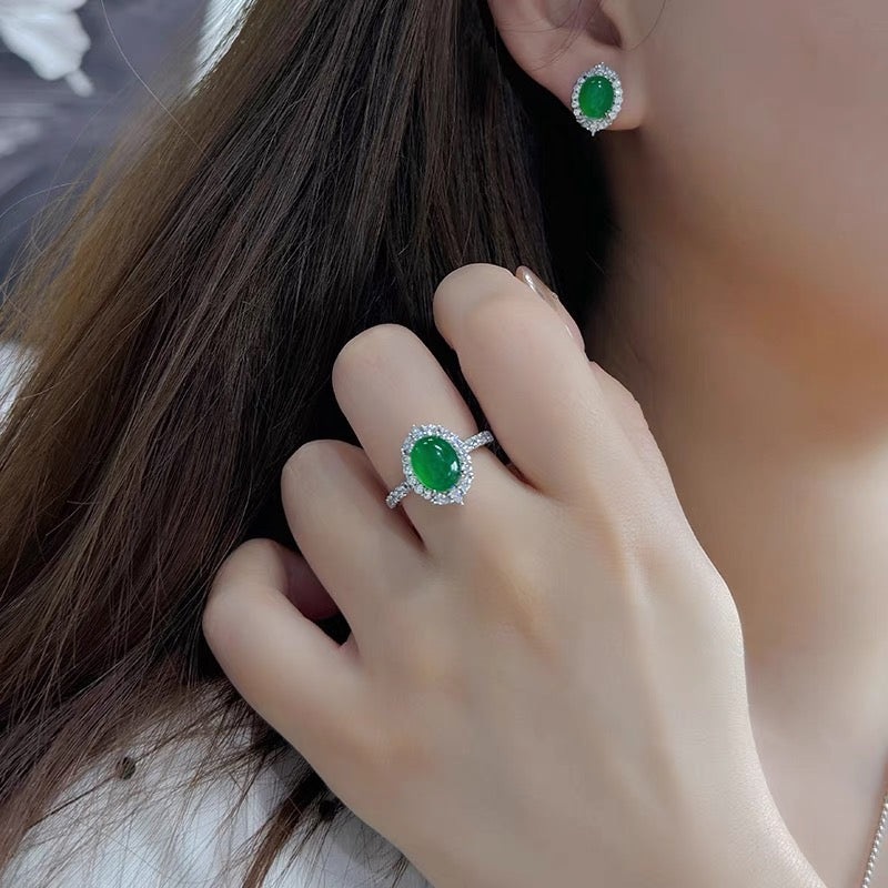 Princess cut pink crystal and emerald cut sigh