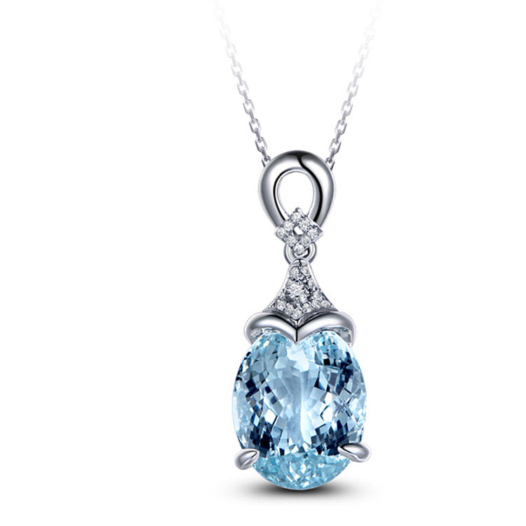 Aquamarine Crystal cubic zirconia pendant with white gold plated