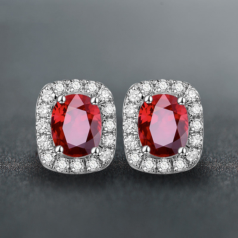 Synthetic Ruby cubic zirconia earrings