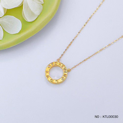 18K yellow adjustable diamond inlaid FOREVER LOVE ring chain set (with Nanjing National Inspection Certificate)