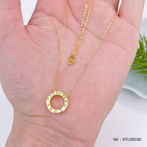 18K yellow adjustable diamond inlaid FOREVER LOVE ring chain set (with Nanjing National Inspection Certificate)