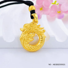 Load image into Gallery viewer, 24k pure gold 3D hard gold hollow dragon year zodiac dragon year pendant auspicious dragon buckle pendant flying dragon in the sky safe buckle pendant lanyard finished necklace (including beads)
