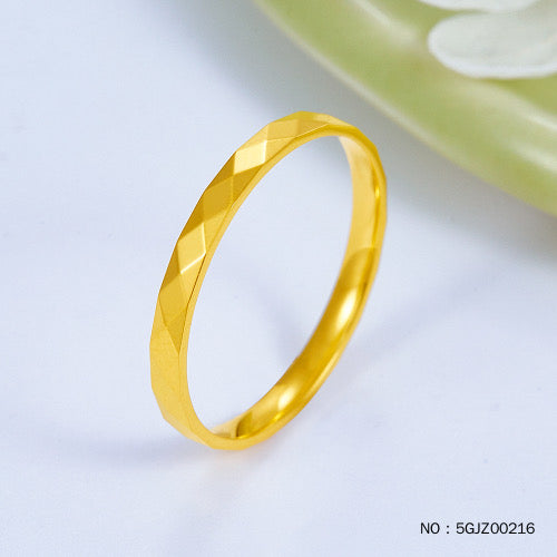(Pure Gold 999 Character Seal) 5G Gold Diamond Surface Fixed Mouth Ring
