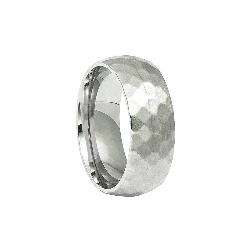 Custom make 8 mm sterling silver hammer finish wedding band