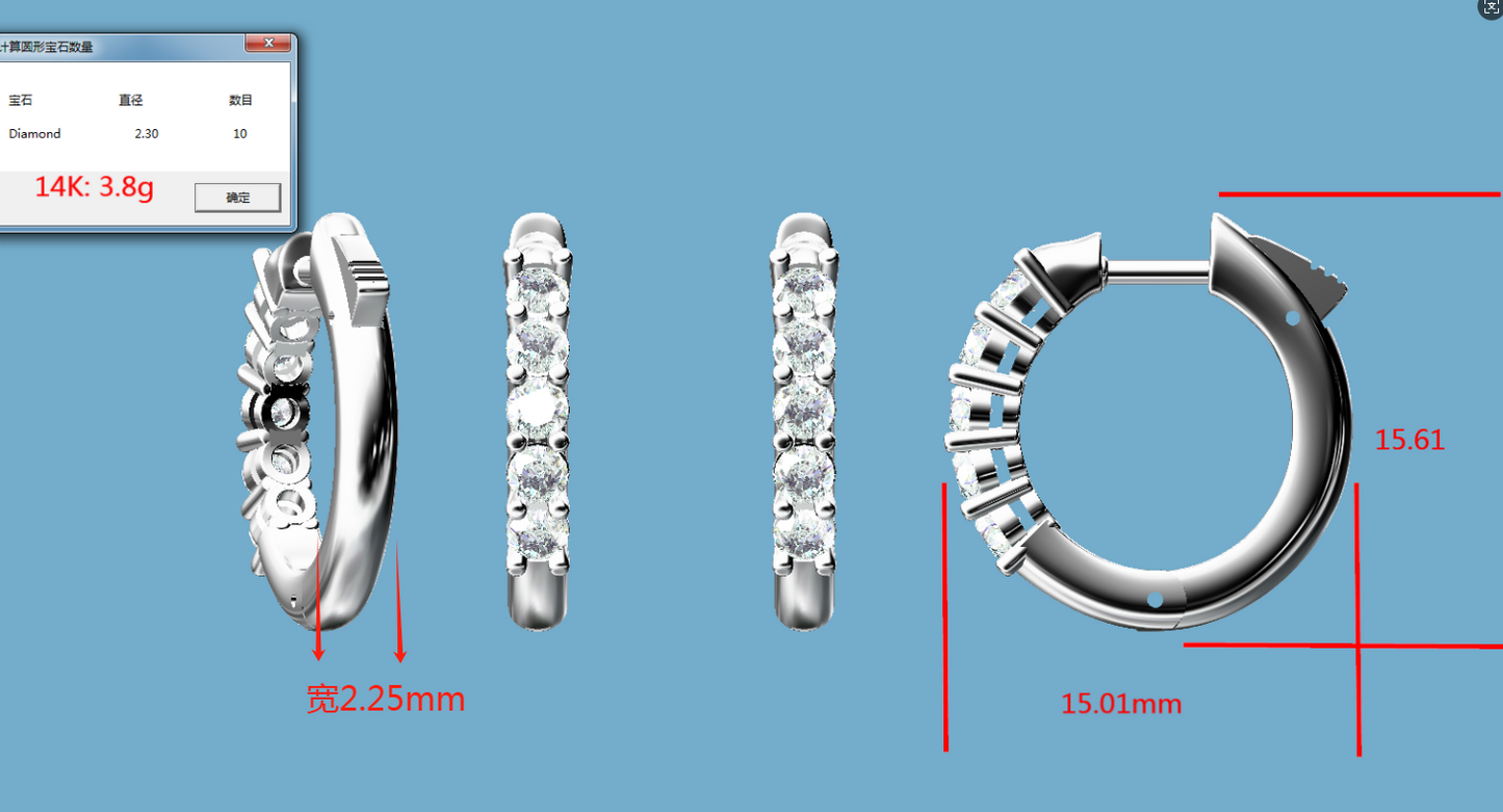 Deposit for custom make 14k white gold hoop earring setting for 10 pieces 2.15-2.4mm round brilliant cut diamonds
