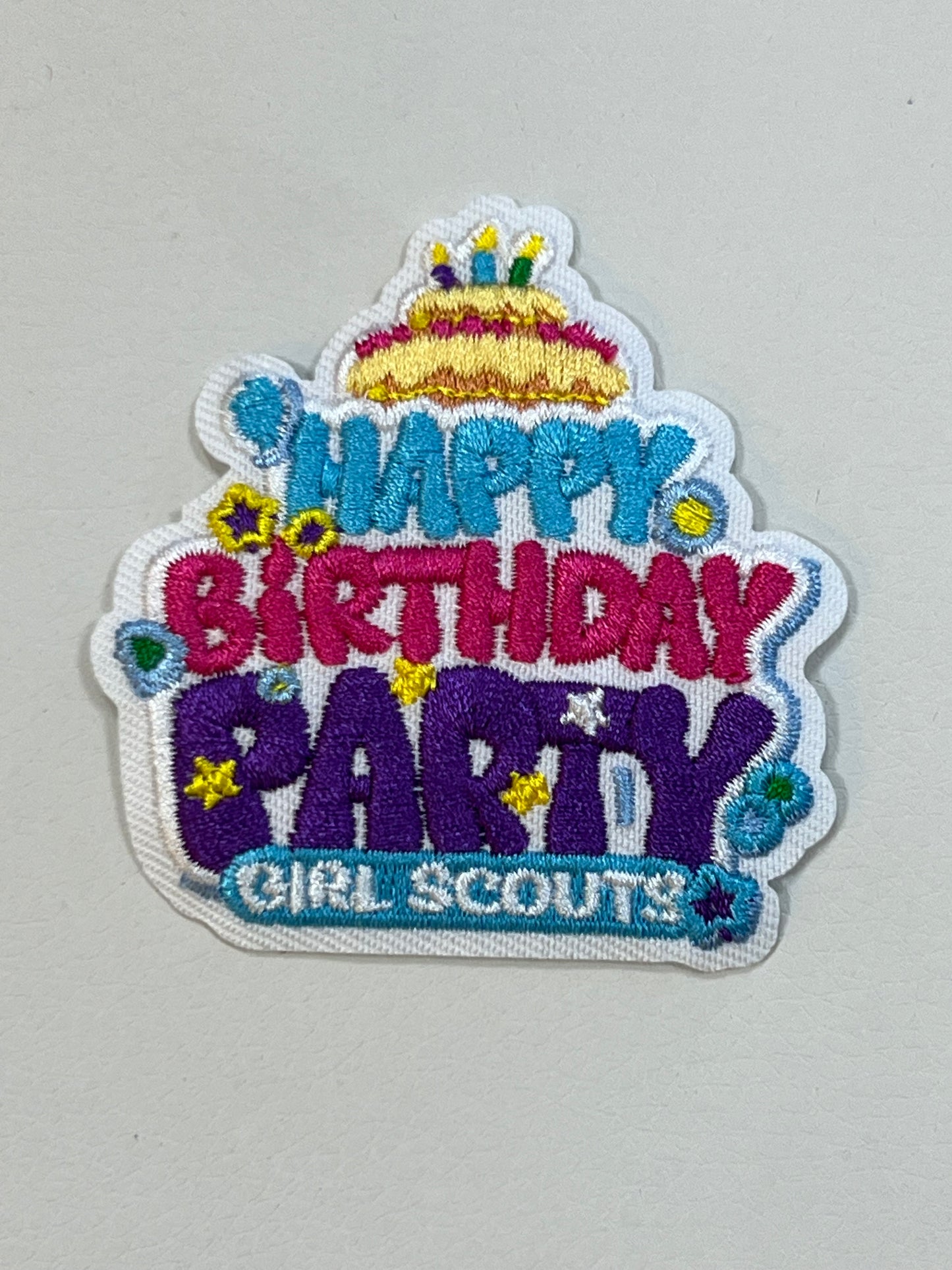 Happy birthday party cake fun patch