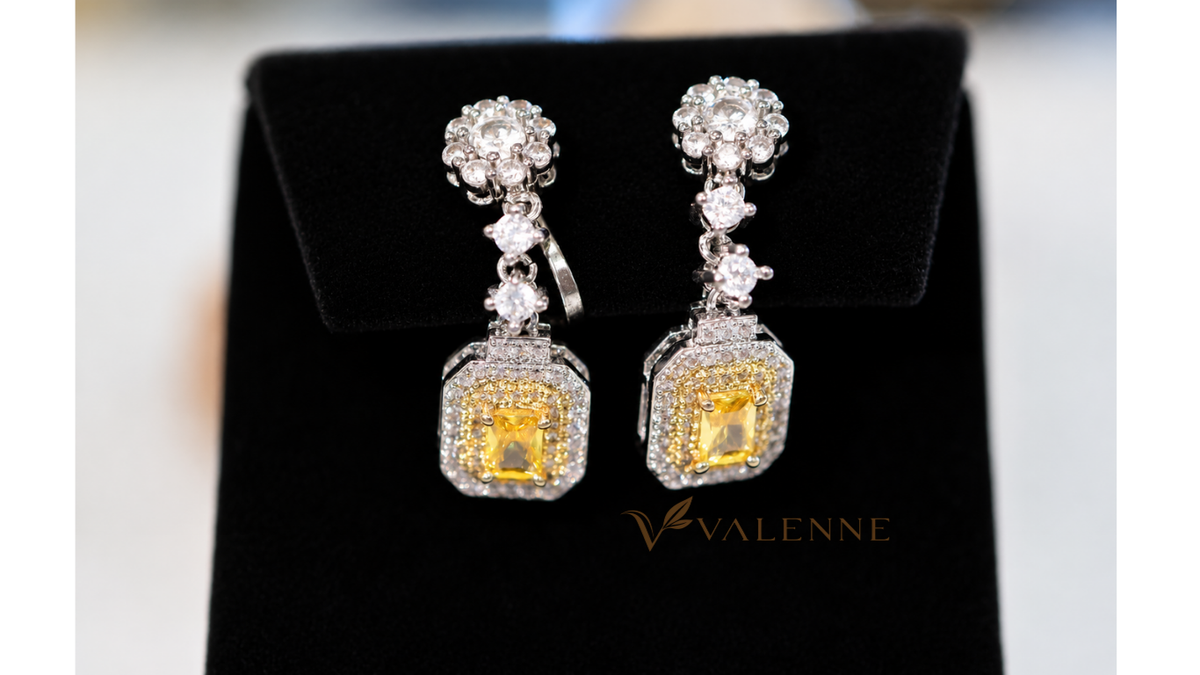 Yellow cubic zirconia clip on earrings