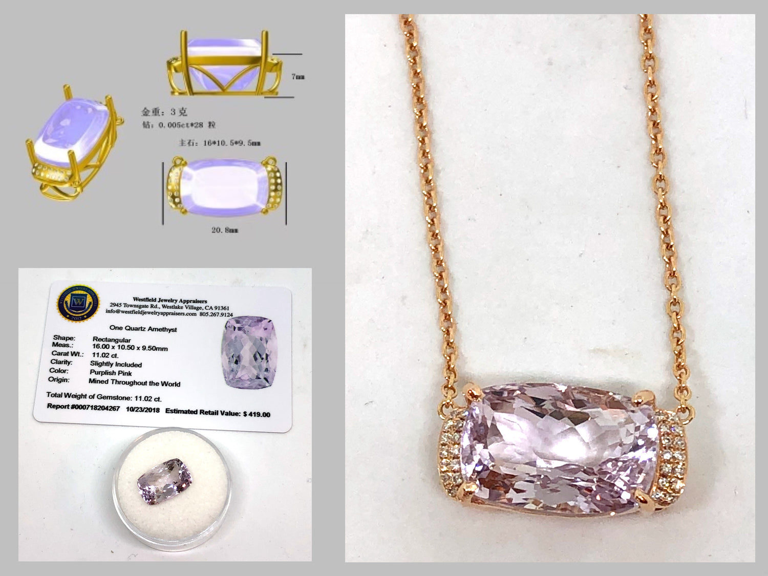 custom made amethyst necklace