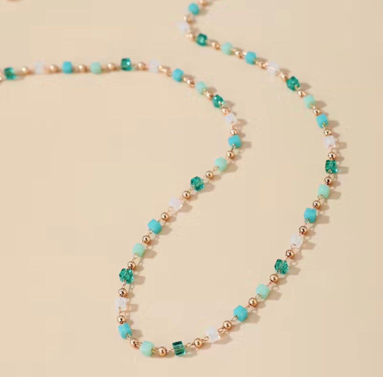 Hand made floating crystal beaded necklace
