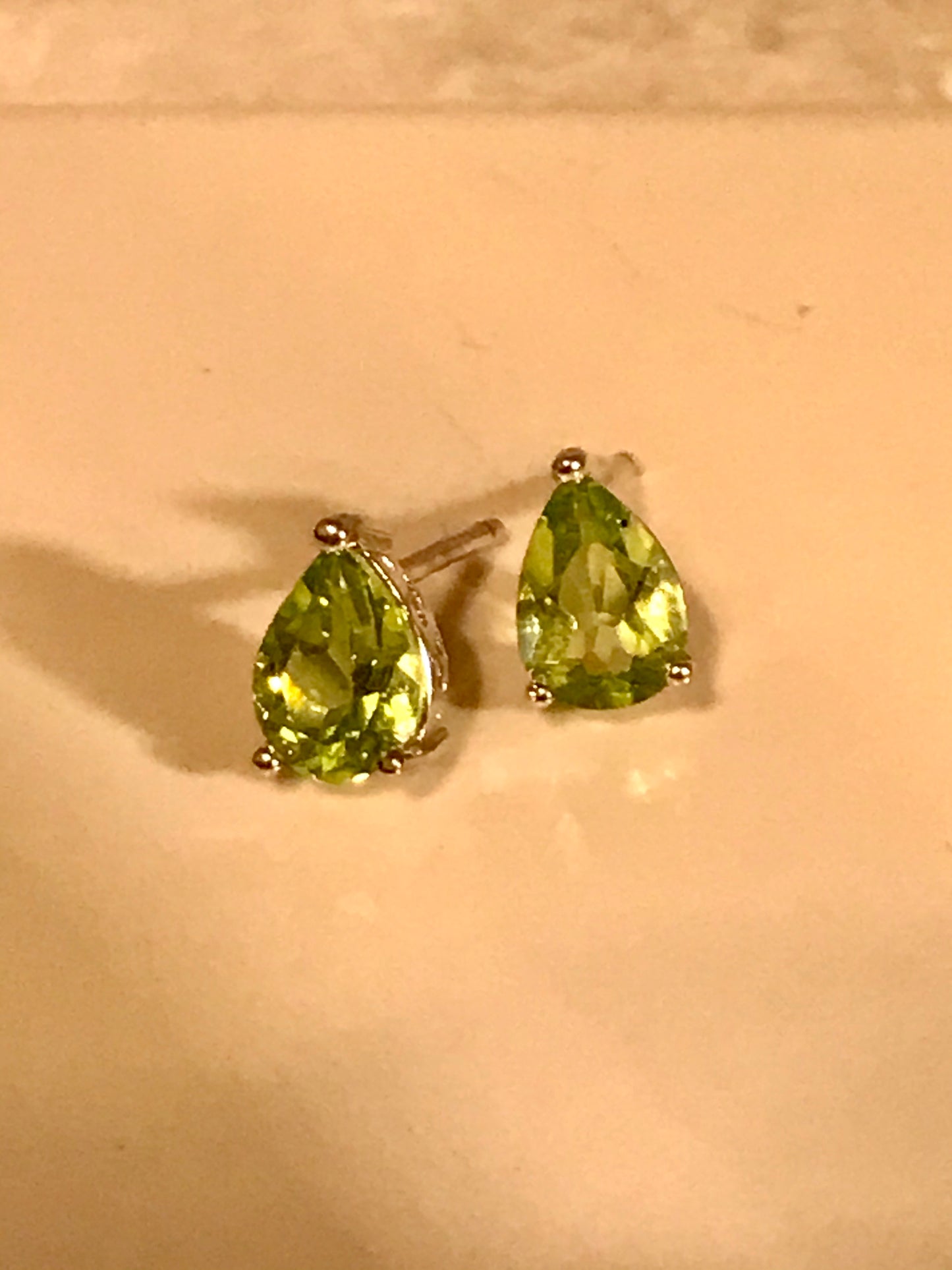 Natural Peridot Semi-precious Birthstones Stud Earrings