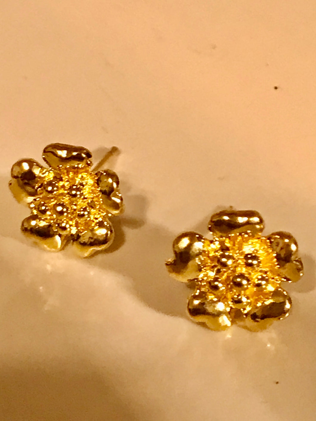 Gold Vermeil Japanese Plum Blossom Flower Stud Earrings